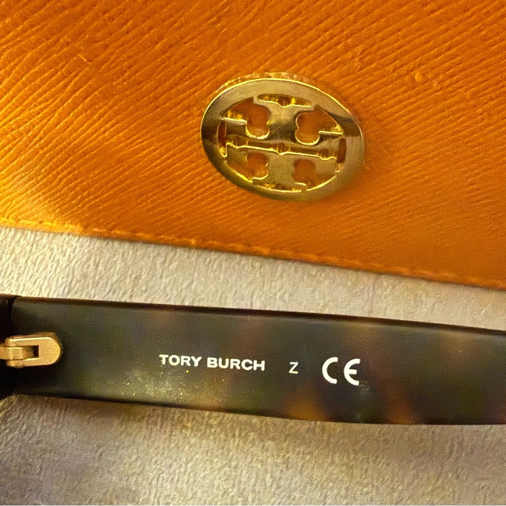 Tory Burch Tortoise Sunglasses with Bold Orange Case - Picture 3 of 14
